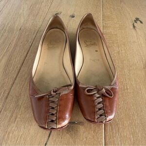 Christian Louboutin Leather Lace Up Ballet Flats